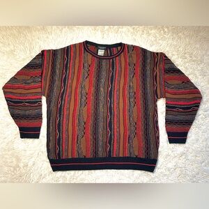 Vtg Franco Danti striped Grandpa Cosby Coogi Style sweater Large